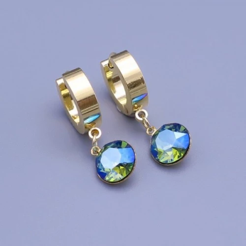 Zlacené náušnice Swarovski rivoli 8mm > varianta Měnící modrá