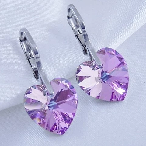 Náušnice Swarovski srdíčka 14mm Vitrail Light