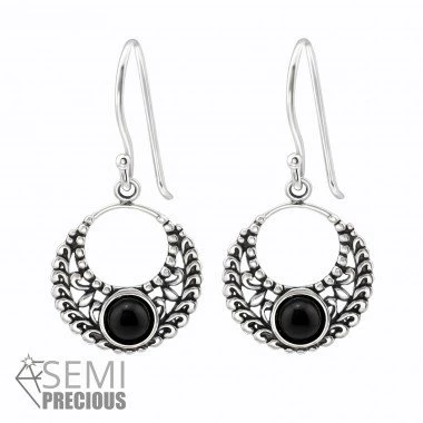 Bali - Stříbro 925 Náušnice s polodrahokamem & Opal