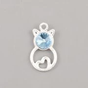 Přívěsek KOTĚ zdobí Rivoli Swarovski 6mm - Ag925