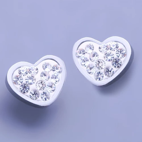 Náušnice srdíčka se zirkony z chirurgické oceli