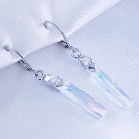 Náušnice Swarovski kvádr 20x4mm Crystal AB