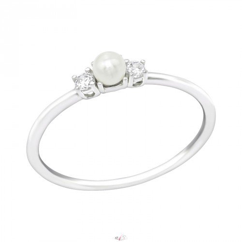 Stříbrný prsten s perličkou > varianta 55