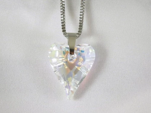 Swarovski srdce s řetízkem 17mm, 28mm Crystal AB