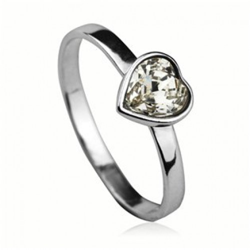 Stříbrný prsten se srdíčkem Crystals from SWAROVSKI > varianta 49