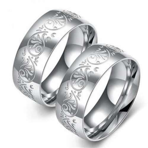 Ocelové snubní prsteny s ornamenty - pár