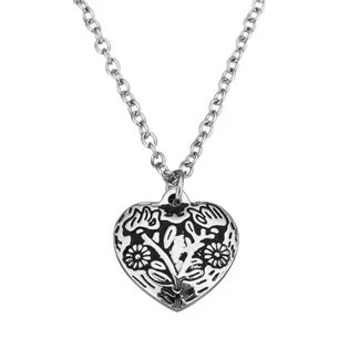 Ocelový řetízek s přívěškem - srdce s ornamenty