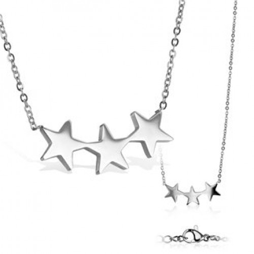 Dámský ocelový náhrdelník s hvězdičkami