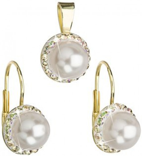Sada zlacených šperků s perličkami Crystals from Swarovski®