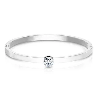 Otevírací ocelový náramek s kamínkem