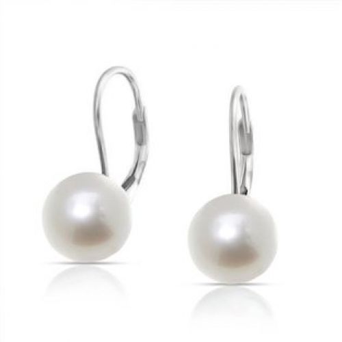 Stříbrné perlové náušnice - přírodní bílé perly 9 mm