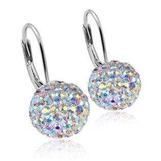 Stříbrné náušnice koule 8mm s krystaly Crystals from Swarovski®, Crystal AB