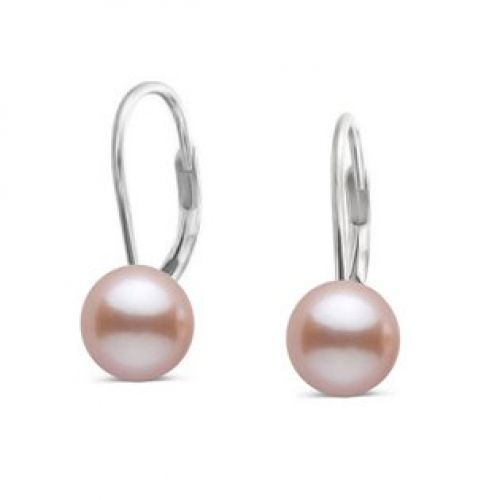 Stříbrné náušnice - růžové perly 8 mm > varianta Růžové