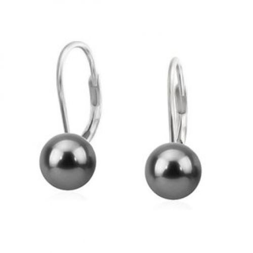 Stříbrné náušnice - šedé perly 8 mm > varianta šedé
