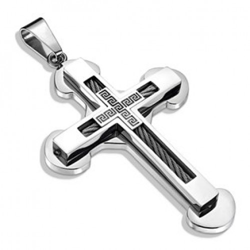 Ocelový přívěšek - kříž řecký klíč