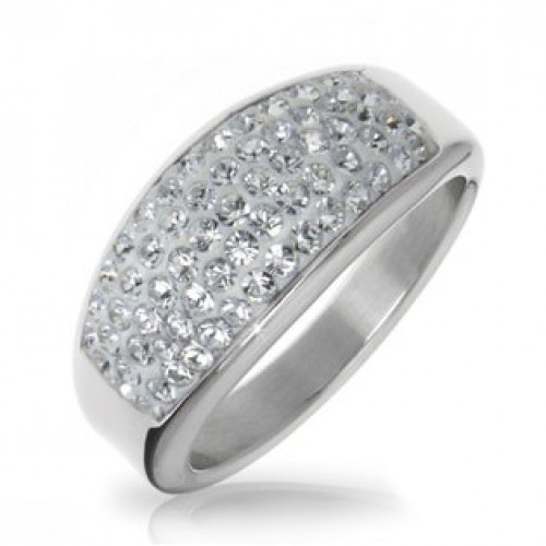 Ocelový prsten s krystaly Crystals from Swarovski®, CRYSTAL > varianta 53