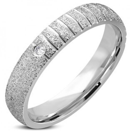 Pískovaný ocelový prsten, šíře 4 mm > varianta 49