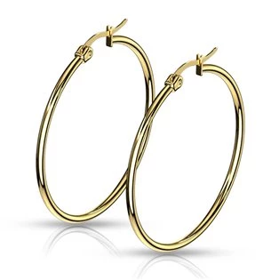 Zlacené ocelové náušnice - kruhy 40 mm