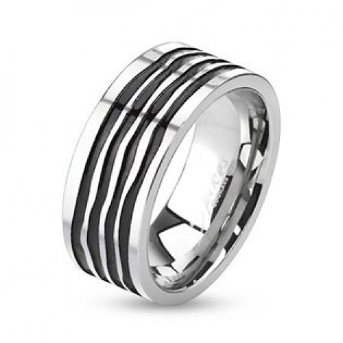 Pánský ocelový prsten s pruhy > varianta 60