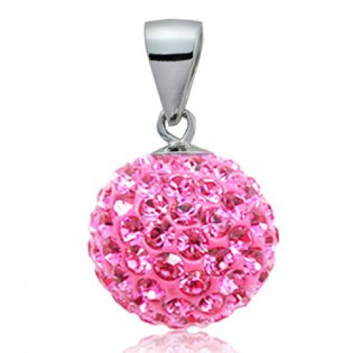 Stříbrný přívěšek koule 10 mm s krystaly Crystals from Swarovski®, Pink