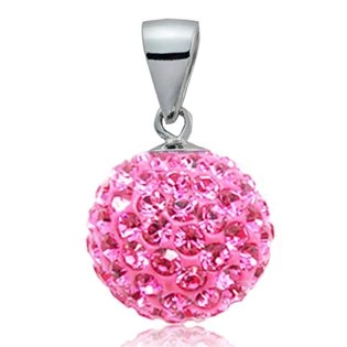 Stříbrný přívěšek koule 10 mm s krystaly Crystals from Swarovski®, Pink