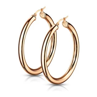 Zlacené ocelové náušnice - kruhy 48 mm