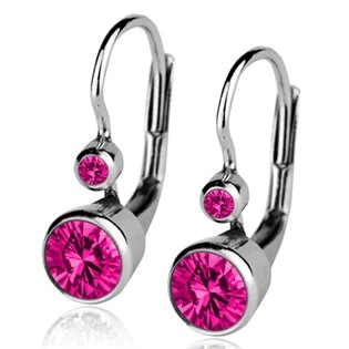 Stříbrné náušnice se zirkony > varianta tmavě růžová