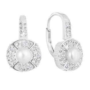 Stříbrné náušnice s bílou říční perlou