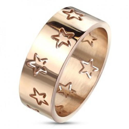 Ocelový prsten s hvězdami zlacený > varianta 52