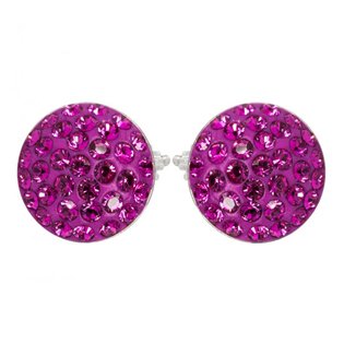 Stříbrné náušnice s krystaly Crystals from Swarovski®, FUCHSIA