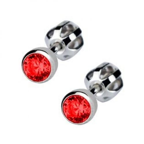 Stříbrné náušnice s červenými kamínky 4 mm > varianta s červenými kamínky