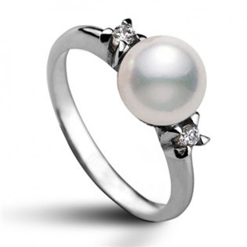 Stříbrný prsten s bílou swarovski perlou 8 mm, vel. 55