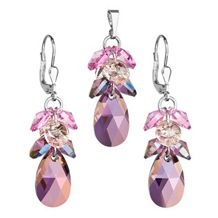 Sada náušnic a přívěšku hrozen Crystals from Swarovski® Lilac Shadow