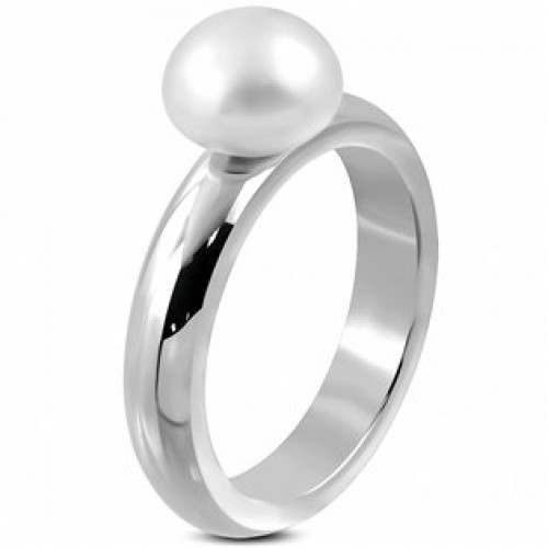 Ocelový prsten s perličkou > varianta 55