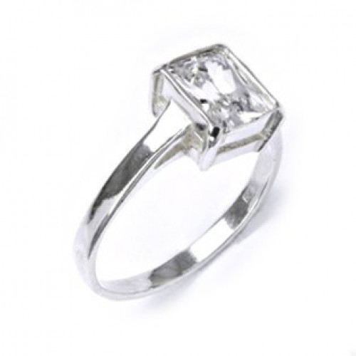 Stříbrný prsten s hranatým zirkonem > varianta 50