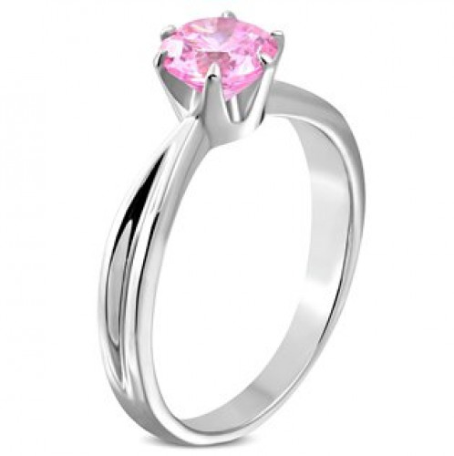 Ocelový prsten se růžovým zirkonem vel.60