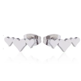 Ocelové náušnice srdíčka propojená