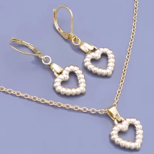 Pozlacená souprava srdíčka z chirurgické oceli