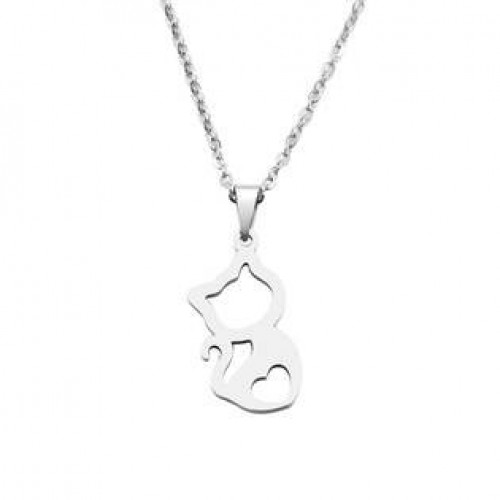 Ocelový náhrdelník s kočičkou