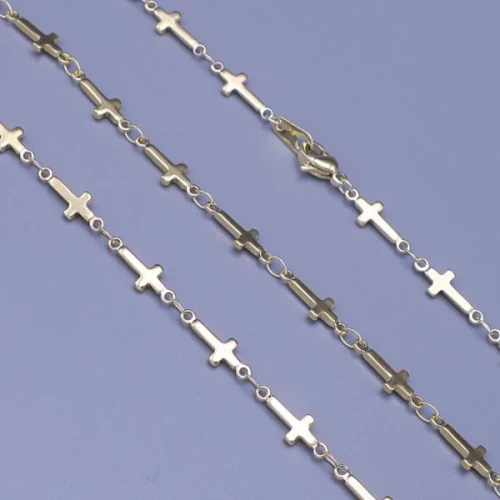 Zlacený řetízek z chirurgické oceli křížky