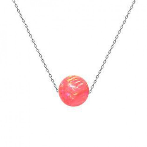 Ocelový náhrdelník s opálem - kulička 6 mm > varianta Červená