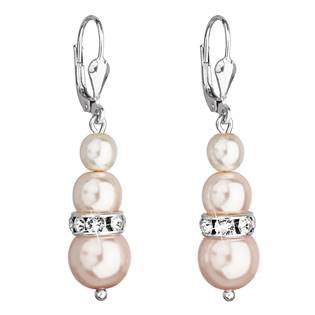 Stříbrné náušnice s perličkami Crystals from Swarovski® > varianta Růžová