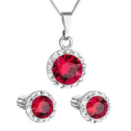 Sada šperků s krystaly Swarovski náušnice, řetízek a přívěsek > varianta Červená