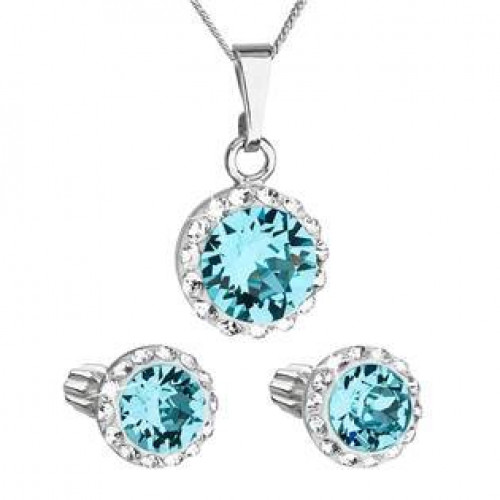 Sada šperků s krystaly Swarovski náušnice, řetízek a přívěsek > varianta Modrá