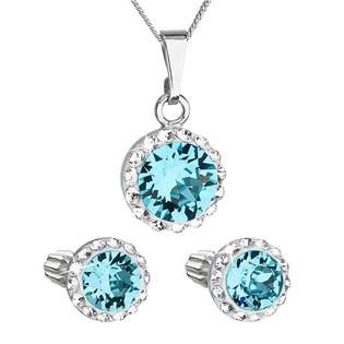 Sada šperků s krystaly Swarovski náušnice, řetízek a přívěsek > varianta Modrá