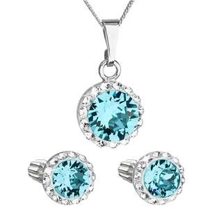 Sada šperků s krystaly Swarovski náušnice, řetízek a přívěsek > varianta Modrá