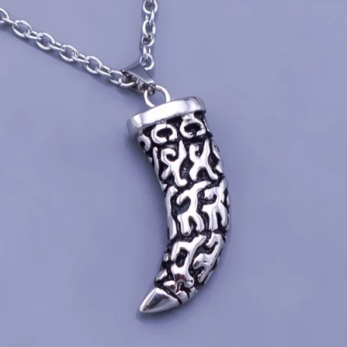 Přívěsek z chirurgické oceli- Zub 35mm s řetízkem