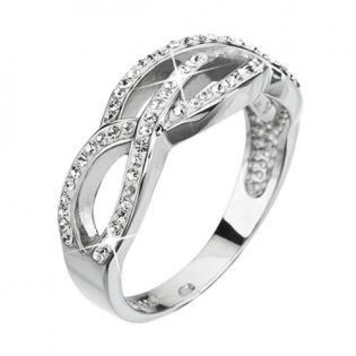 Stříbrný proplétaný prsten s kamínky Crystals from Swarovski®, Crystal > varianta 52