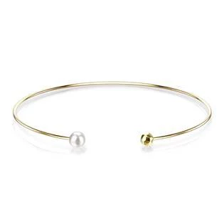 Zlacený dámský ocelový náramek s perličkou