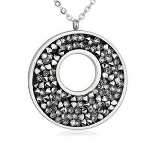 Ocelový náhrdelník s krystaly Crystals from Swarovski®, LIGHT CHROME > varianta BLUELIZED